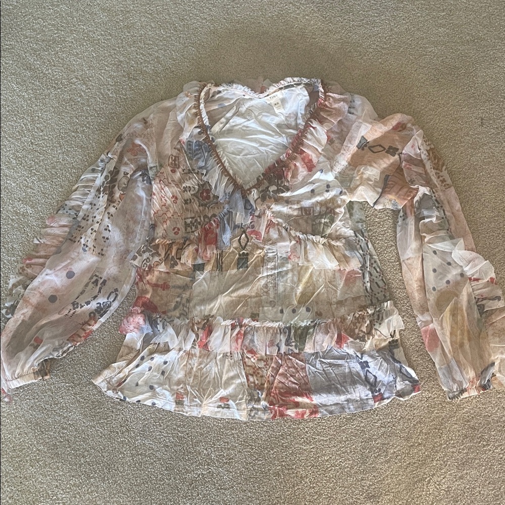 Floral Patchwork Ruffle Blouse - image 2